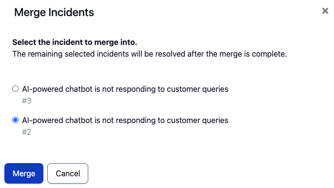 Merge incidents on the service details page