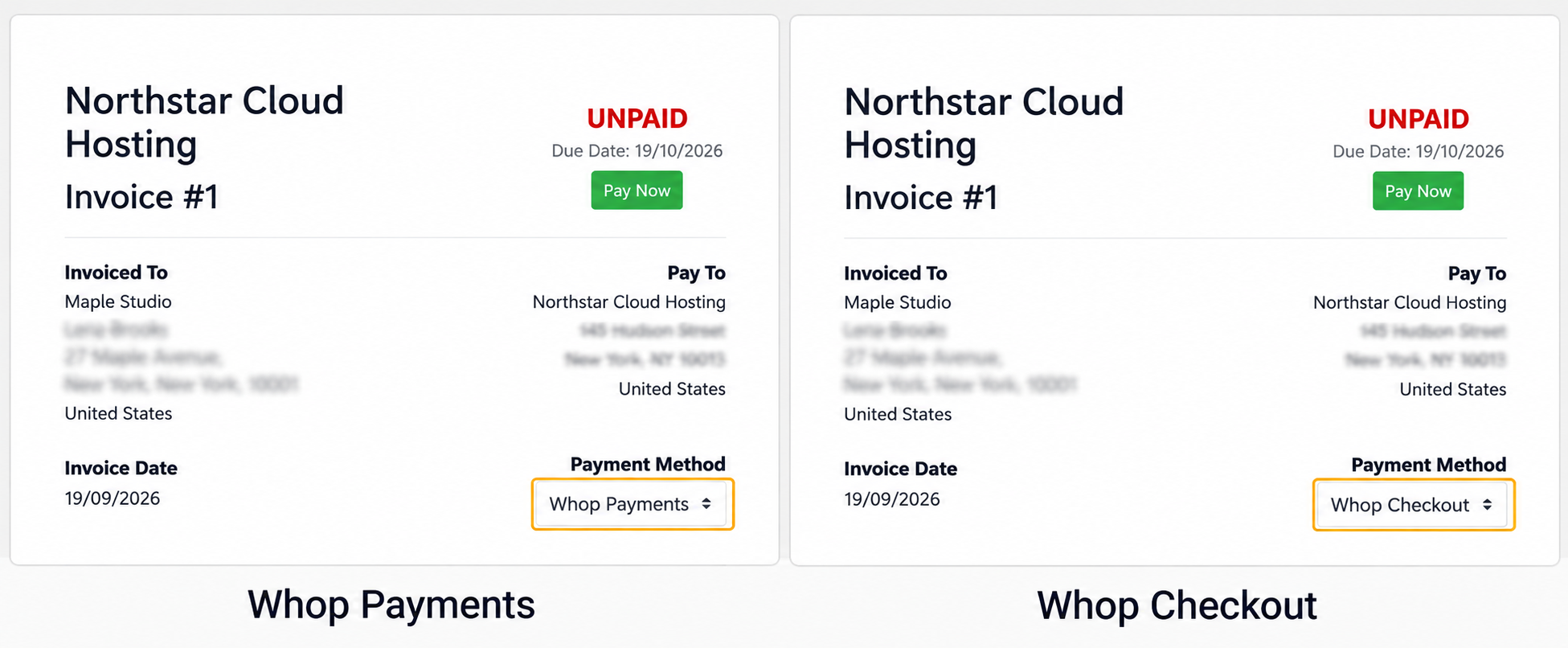 Two ways to pay an invoice