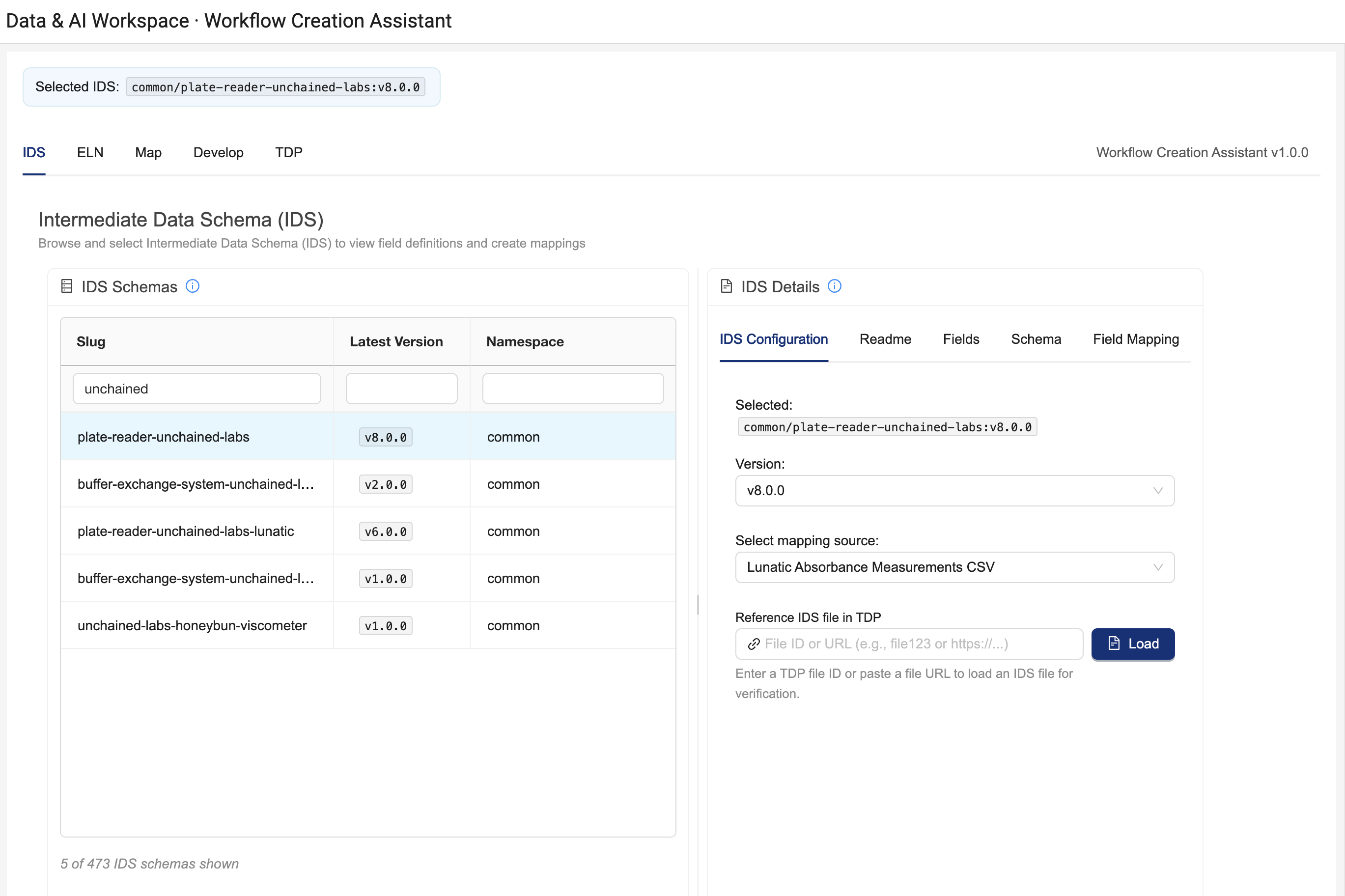 Workflow Creation Assistant IDS tab