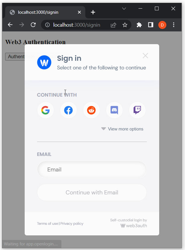 Web3Auth authentication