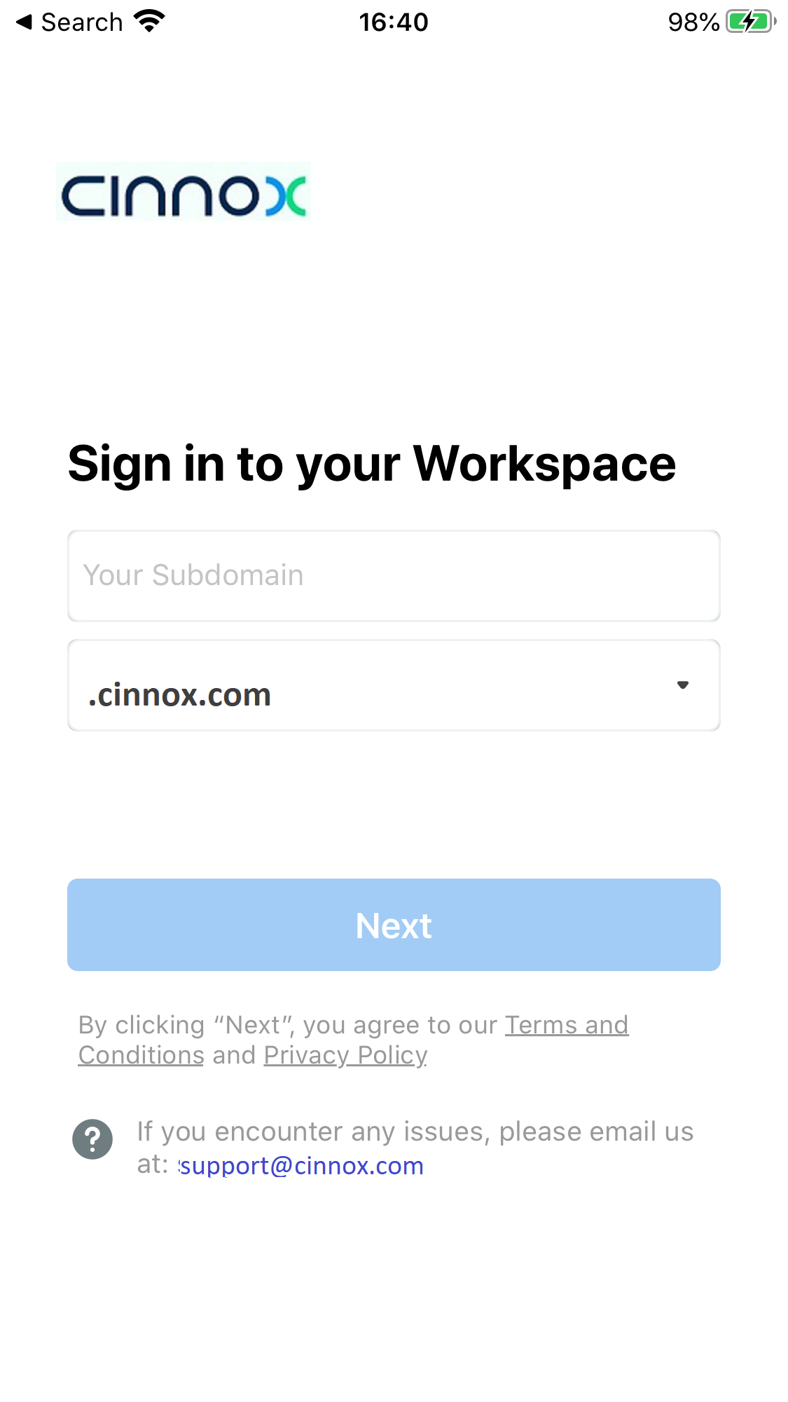CINNOX App Sign In