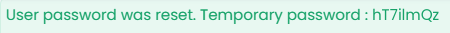 Screenshot of temporary password