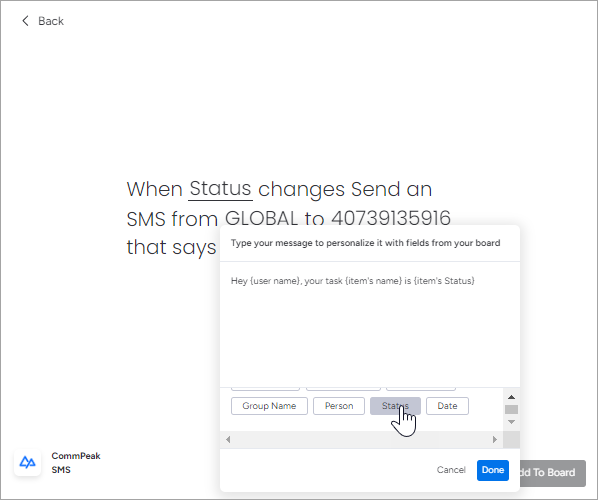 Screenshot with typing message using auto-population