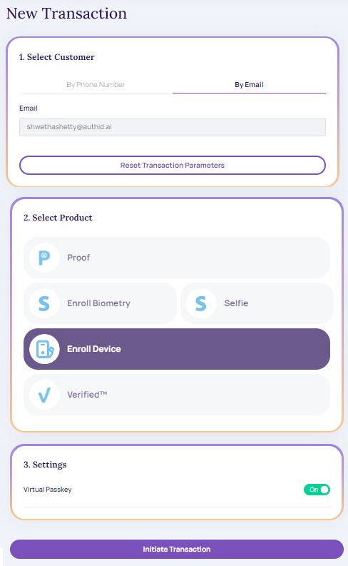 Enroll Device - Virtual Passkey