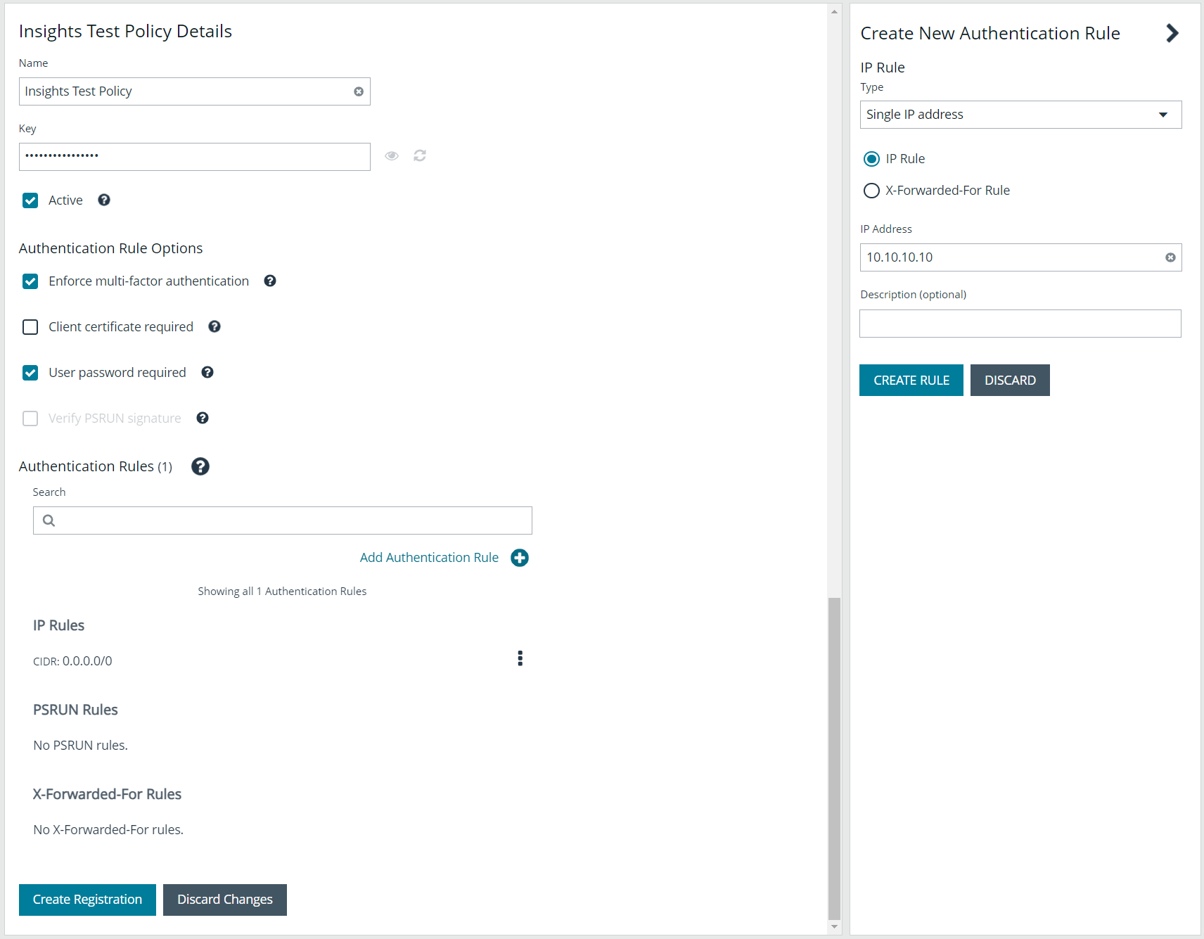 The API Registration window in Password Safe Cloud