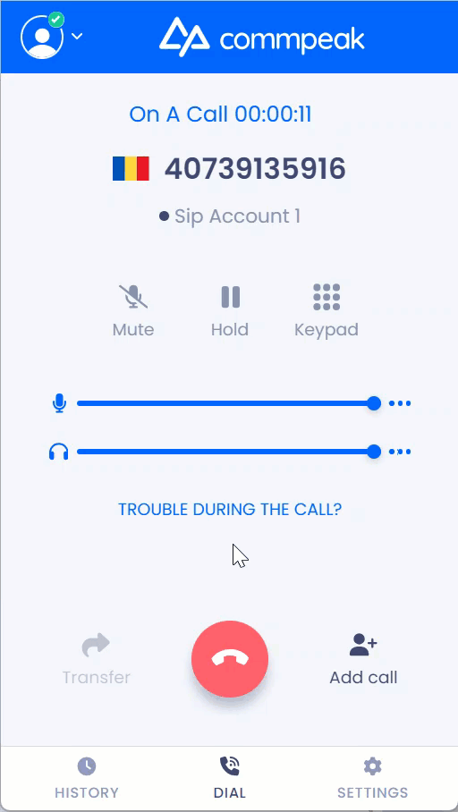 Video with reporting call issues during the call