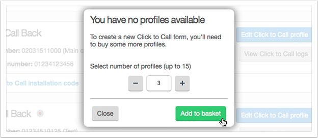 Use the controls to select the number of profiles you want