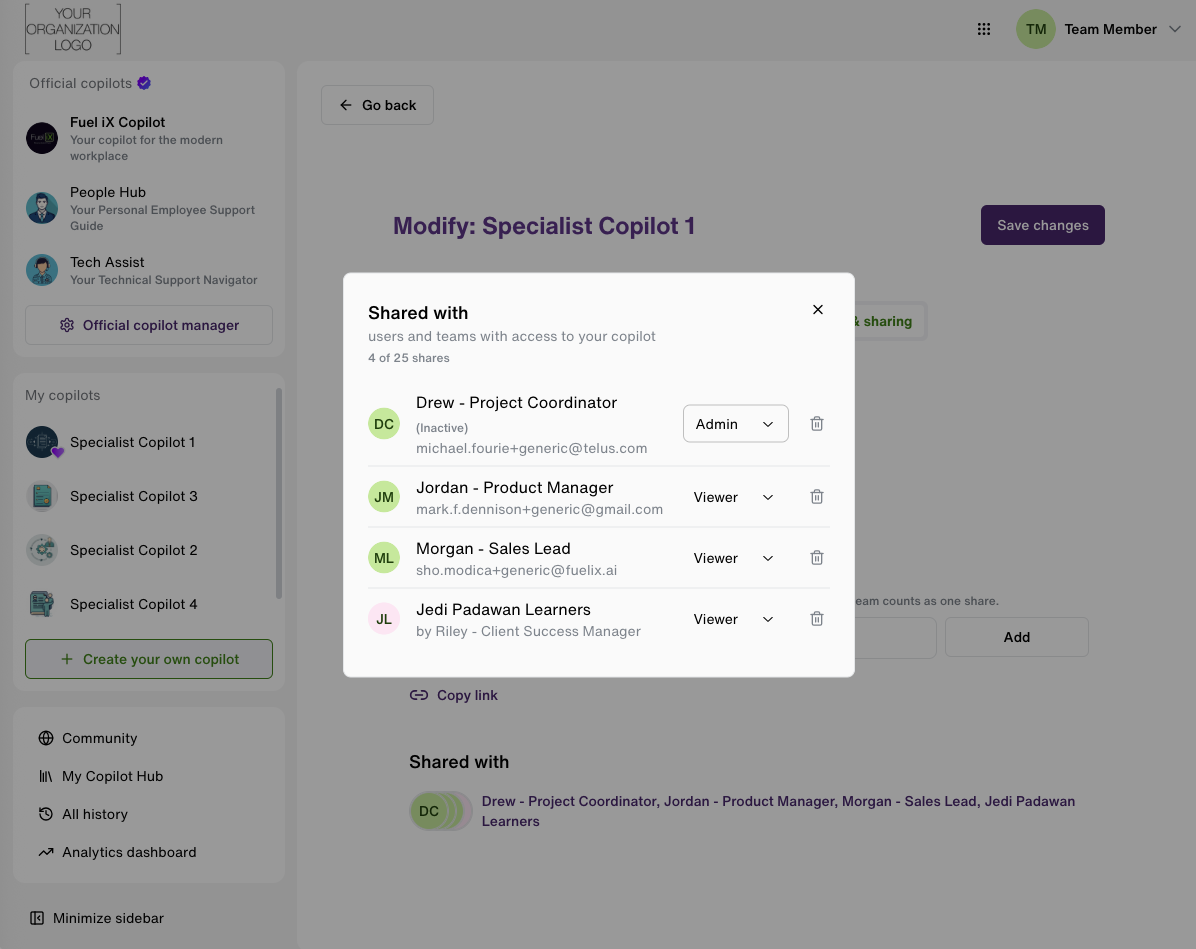Collaborative Copilots Admin Settings