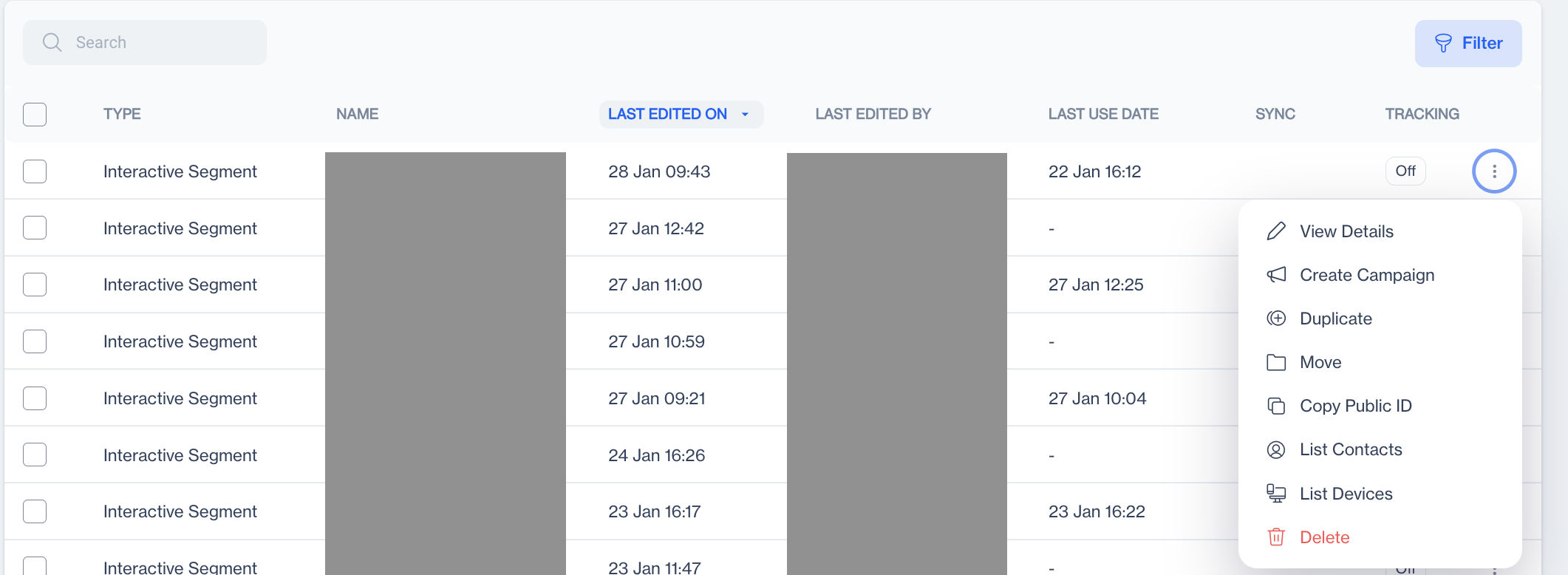 Segment Overview & Actions