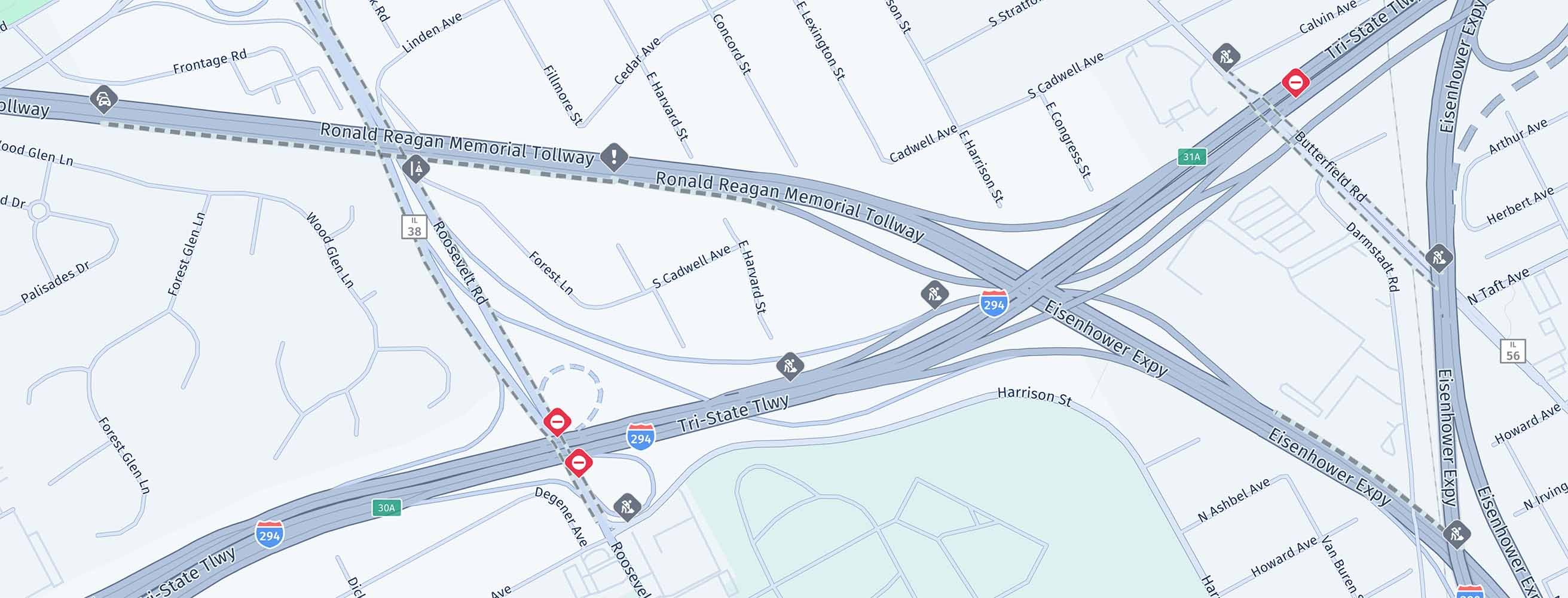 Screenshot: MapFeatures.TRAFFIC_INCIDENTS with MapFeatureModes.TRAFFIC_INCIDENTS_ALL shows incidents such as accidents, construction works, and more.