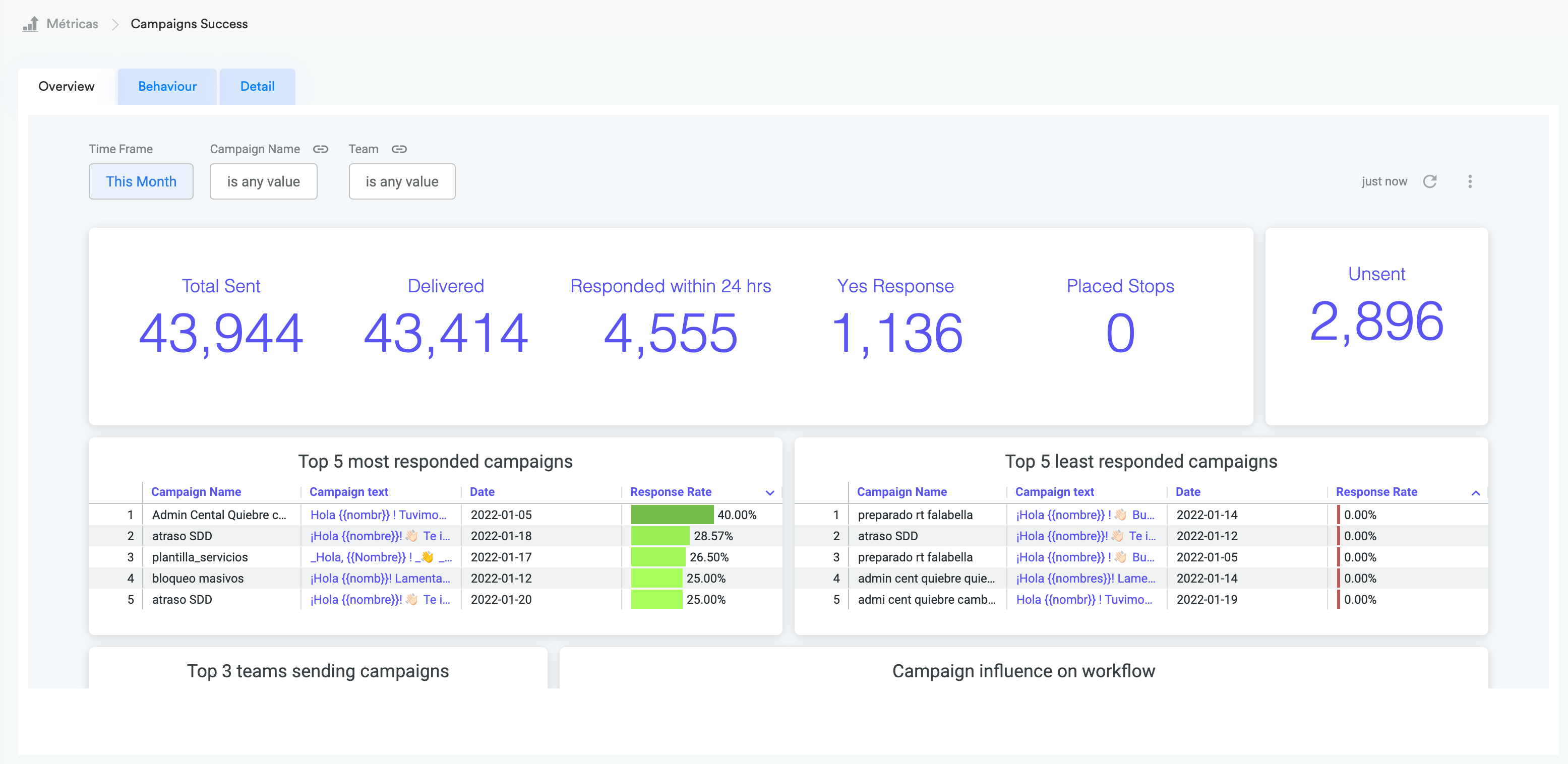 Campaign Sucess Dashboard - Overview Tab
Click to enlarge