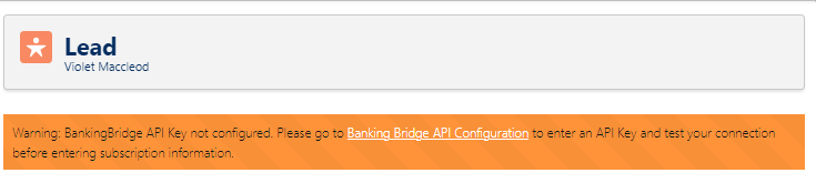 The warning message shown when API Key is not configured.