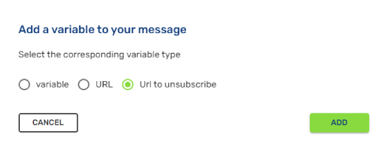 URL to unsubscribe