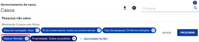 filtro de status de revisao