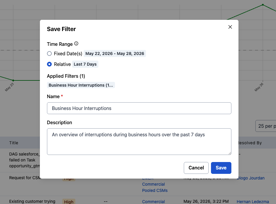Save a filter in analytics