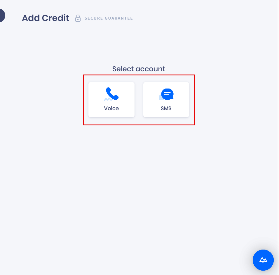 Screenshot of the Select account section