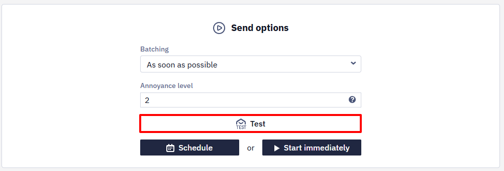 Test Email Screen