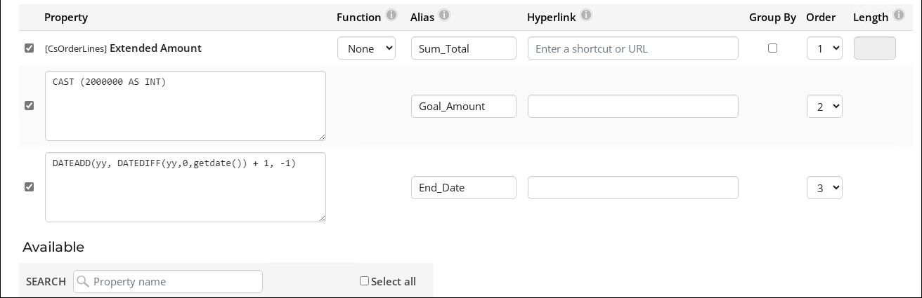 Adding SQL expressions