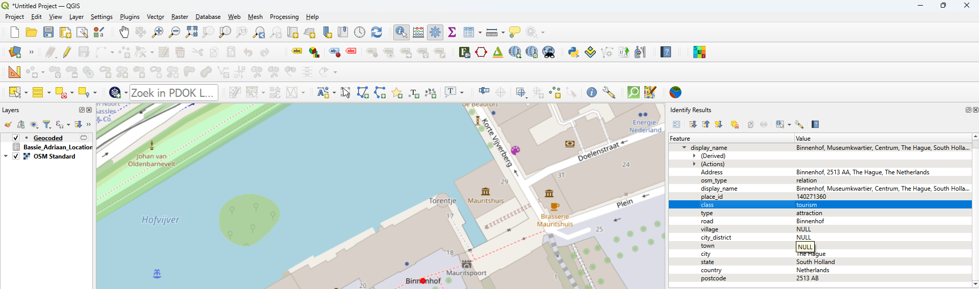 Figuur 8 - OpenStreetMap-gegevens die zijn toegevoegd tijdens Nominatim geocoderen.