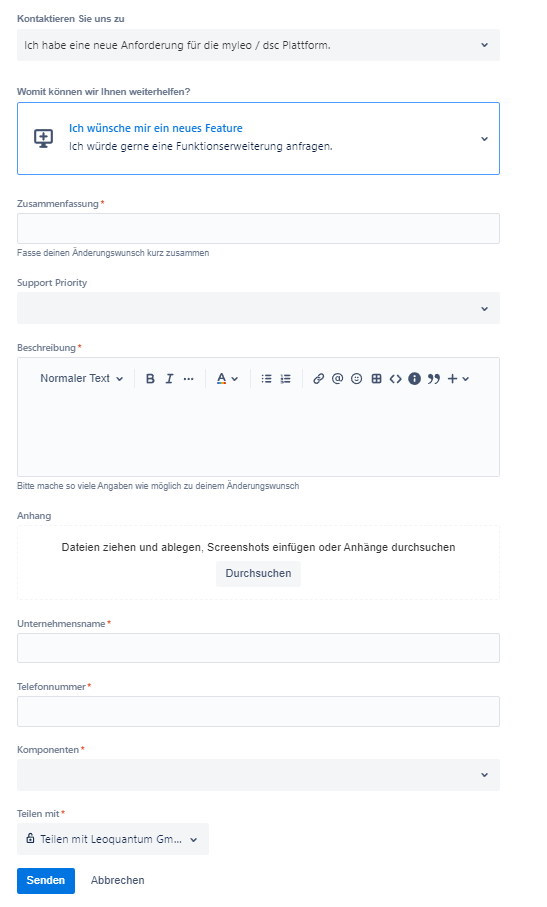Genauere Beschreibung der Anfrage