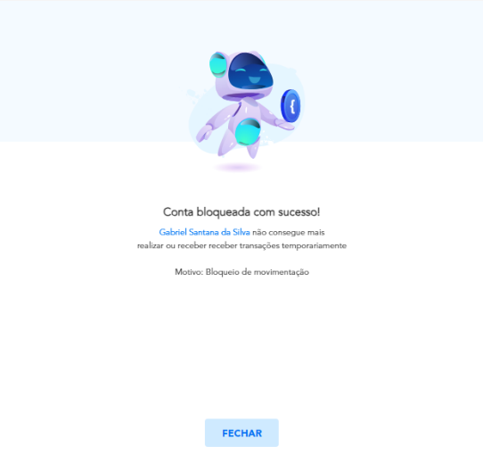 Confirmação de bloqueio de conta
