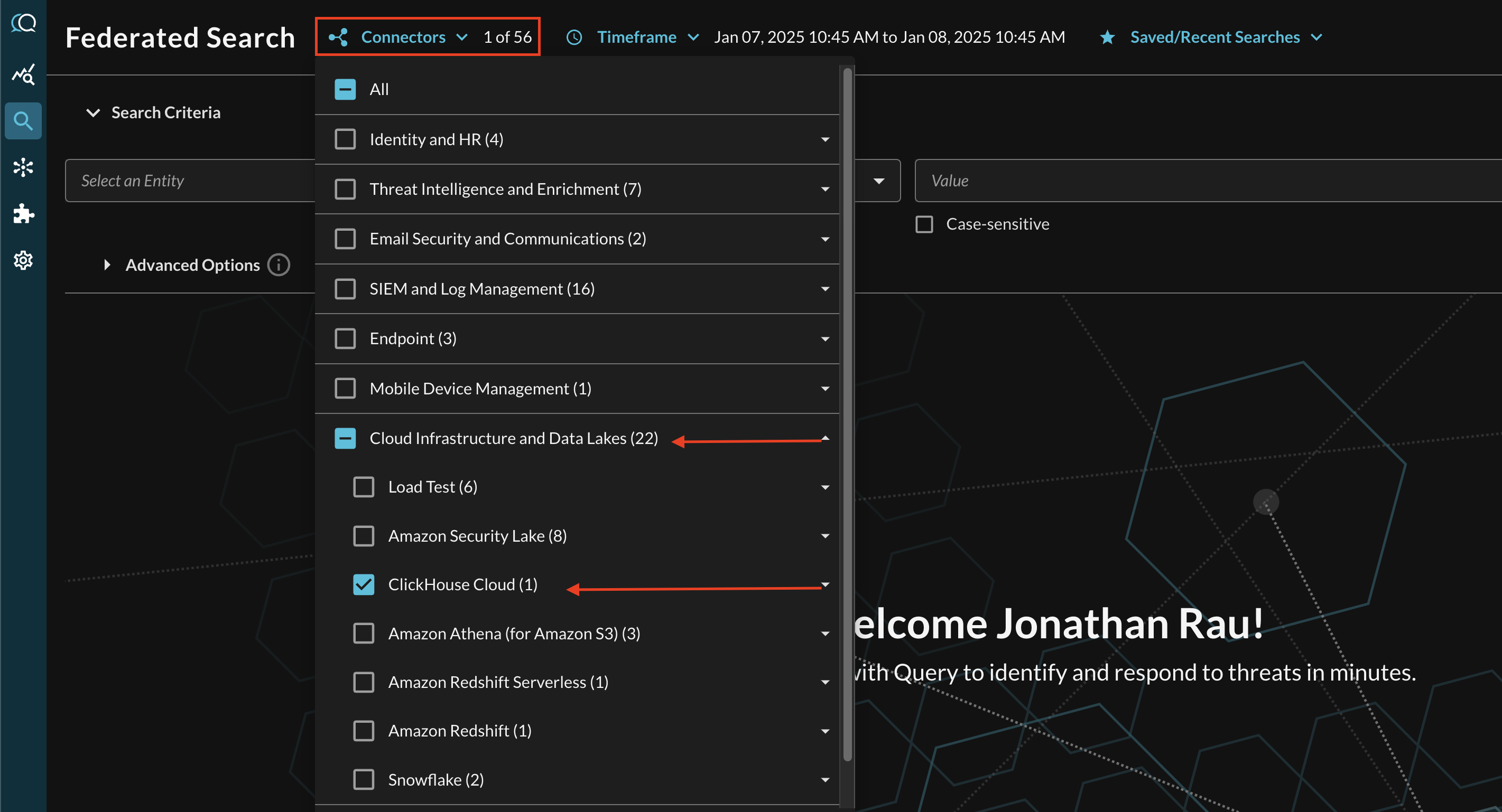 FIG. 6 - Locating the ClickHouse Cloud Connectors in the Connector selector menu