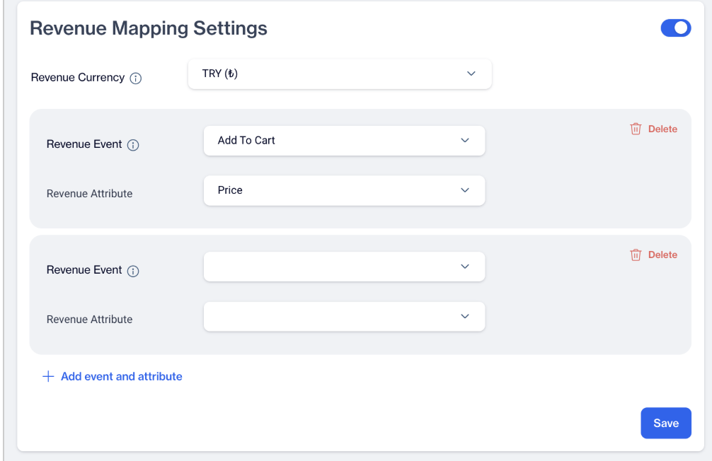 Add Events and Attributes for Revenue Mapping