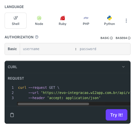 Sandbox da nossa API Reference aqui no ReadMe