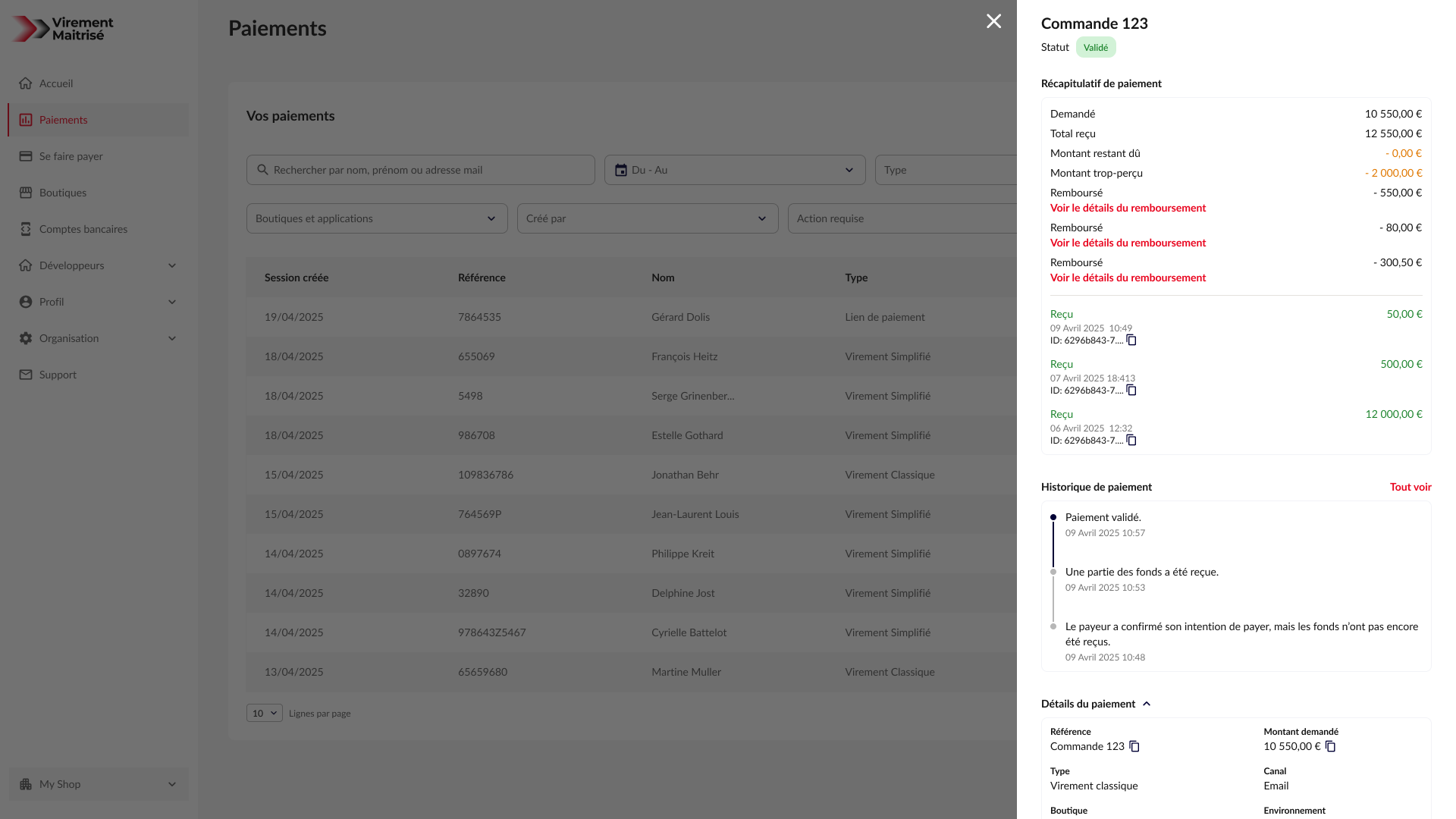 Payment Details Immediate Transfer