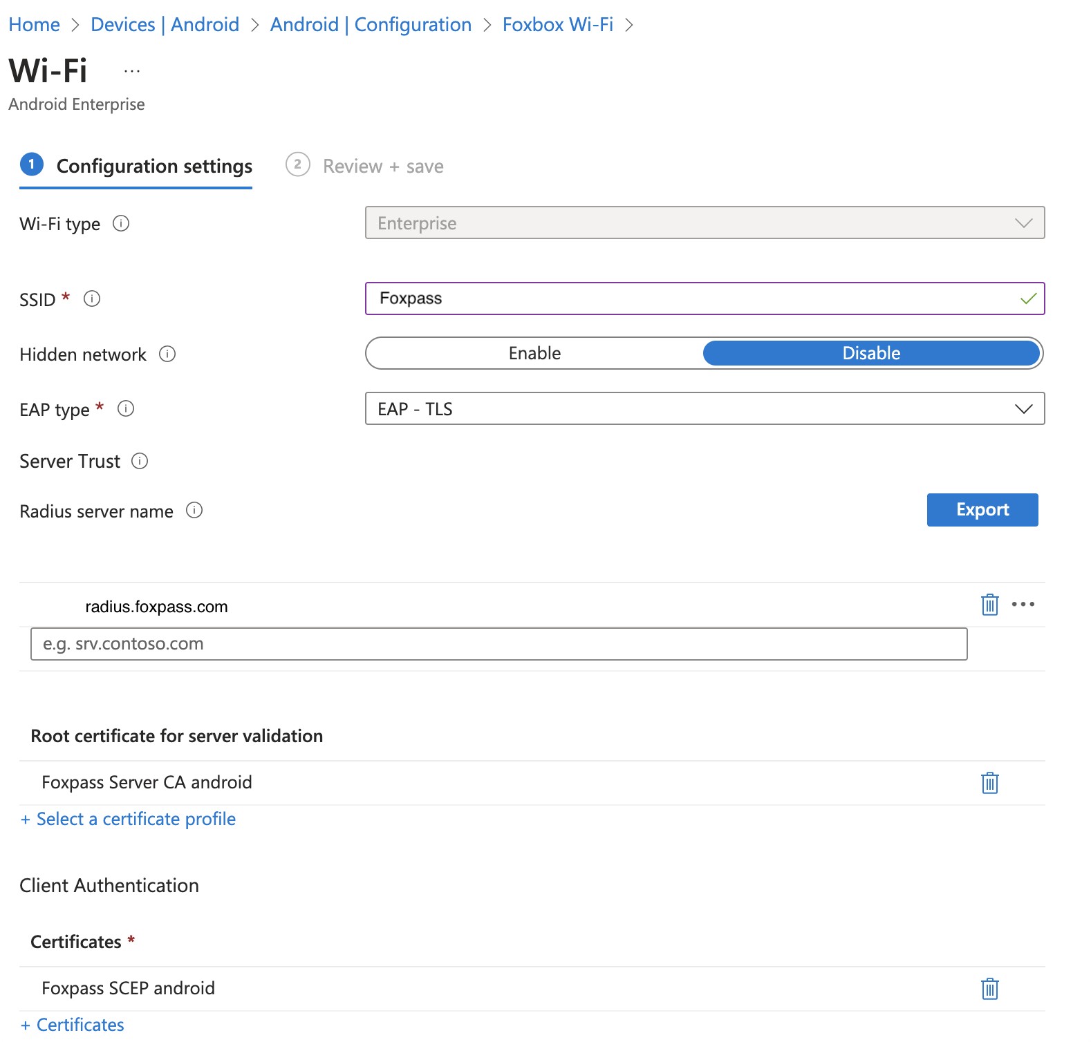 Sample Wi-Fi Profile