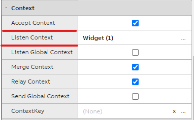 Example of Accept and Listen To Context settings