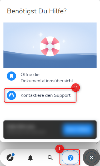 Das Support-Portal über die Benutzerführung öffnen