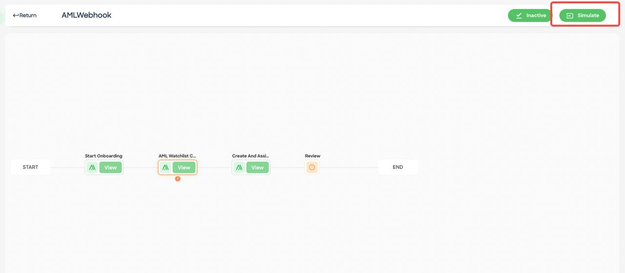 Figure 1 - Simulate button on canvas