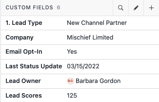 The Lead Owner custom field shows that Barbara is assigned to this lead.