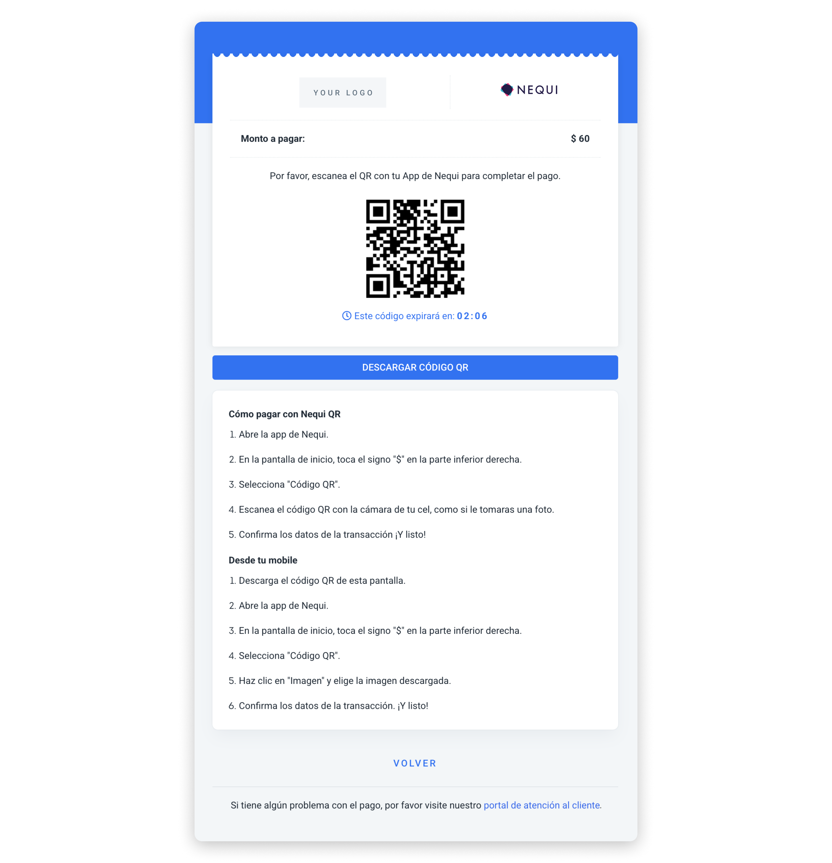 Nequi QR UI built with the information in the example above.