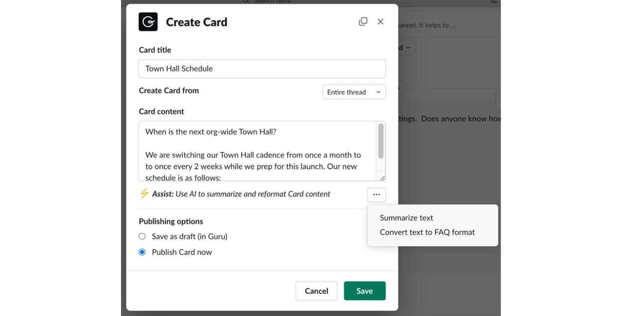 Create a Guru Card using Guru's app for Slack.png