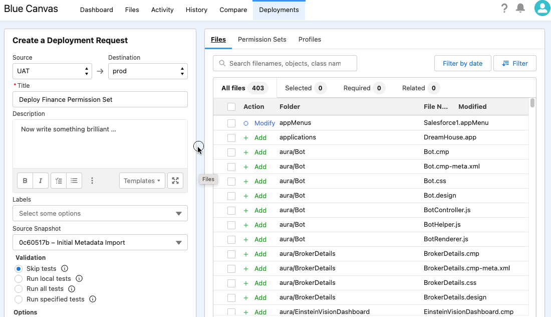 Deploying Salesforce Permission Sets between orgs with Blue Canvas