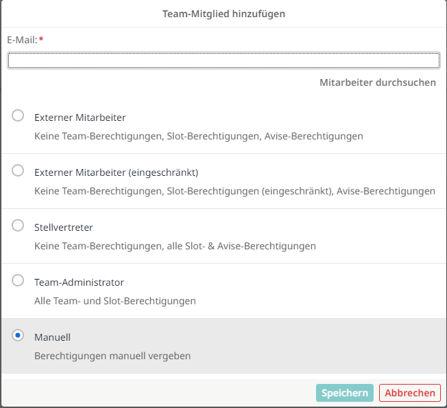 Ein Team-Mitglied hinzufügen