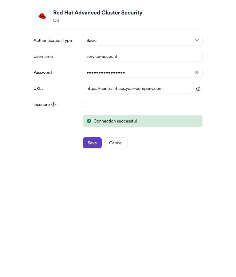 Red Hat Advanced Cluster Security settings