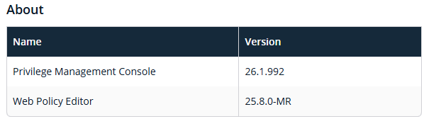 About page in EPM for Windows and Mac
