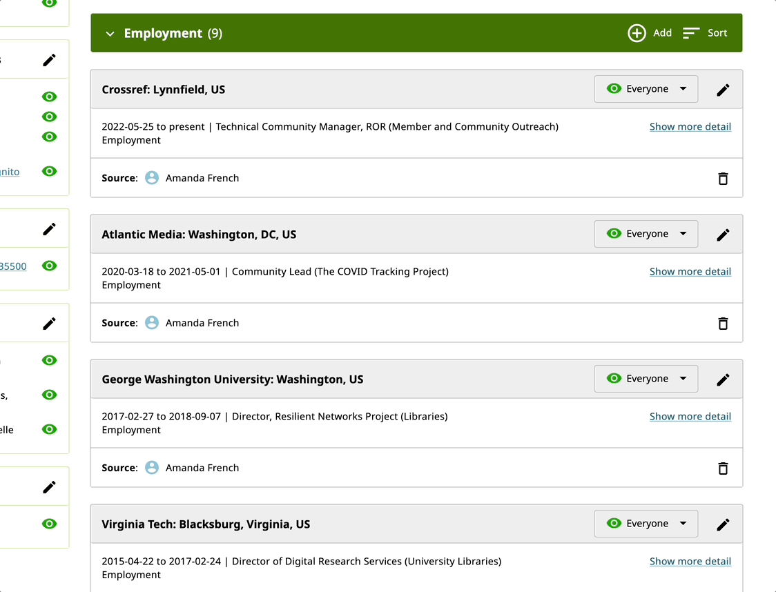 Adding an organization in ORCID.
