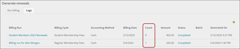 Viewing how many renewals were generated from the logs