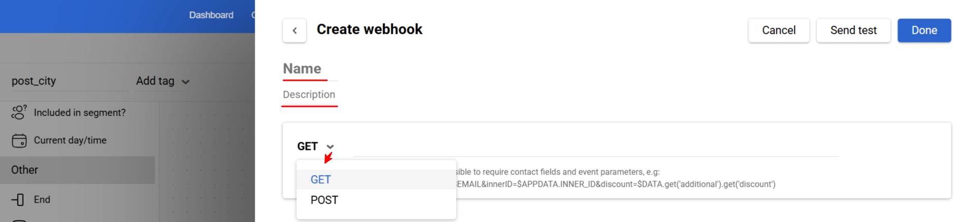 Webhook configuration