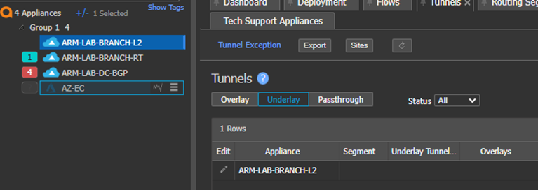 One device in tree selected