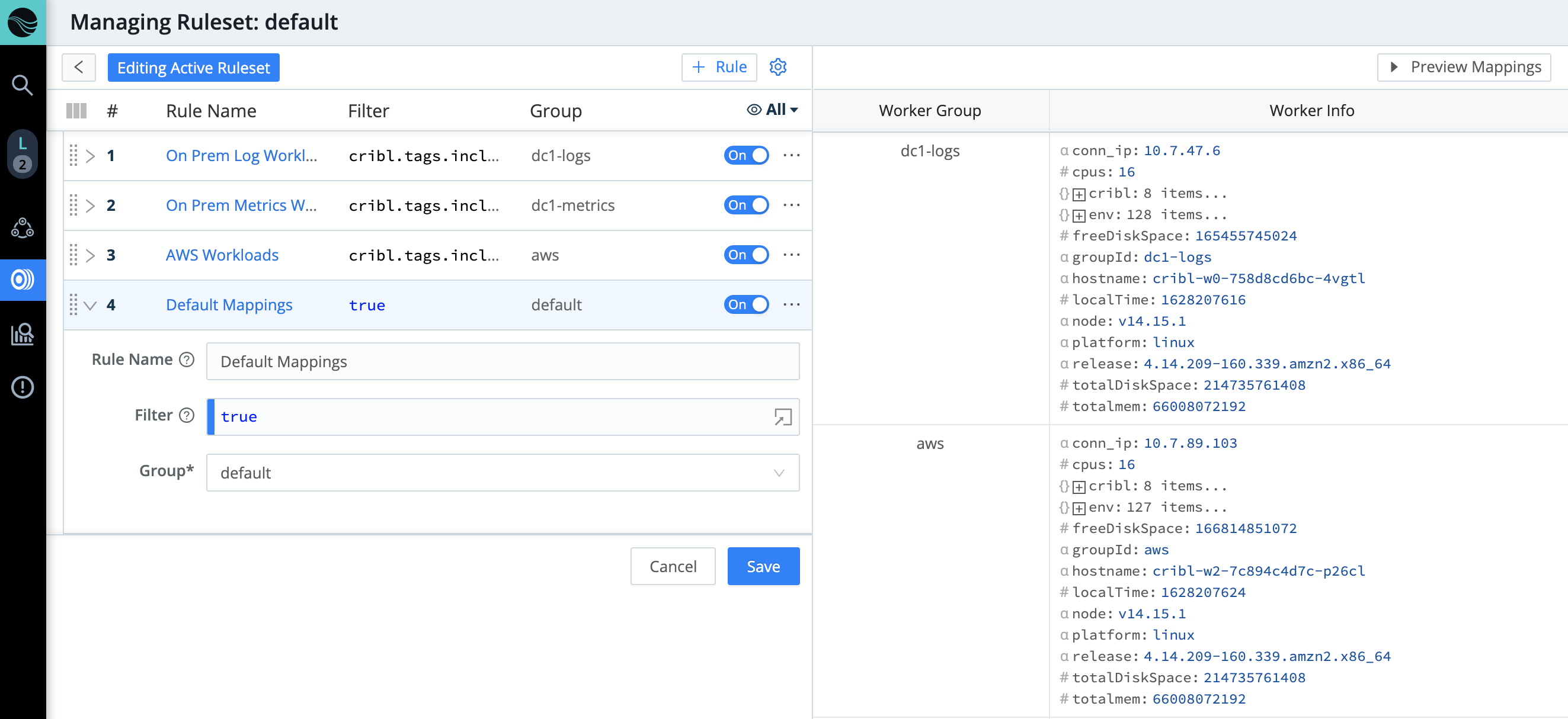 mapping-ruleset-3.1.png Managing Ruleset page