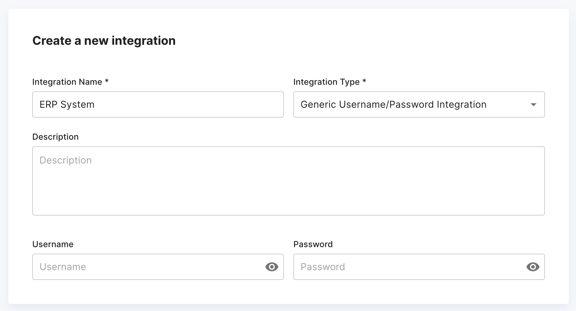 Example: username / password authentication for an ERP system