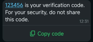 Example of copy code authentication template