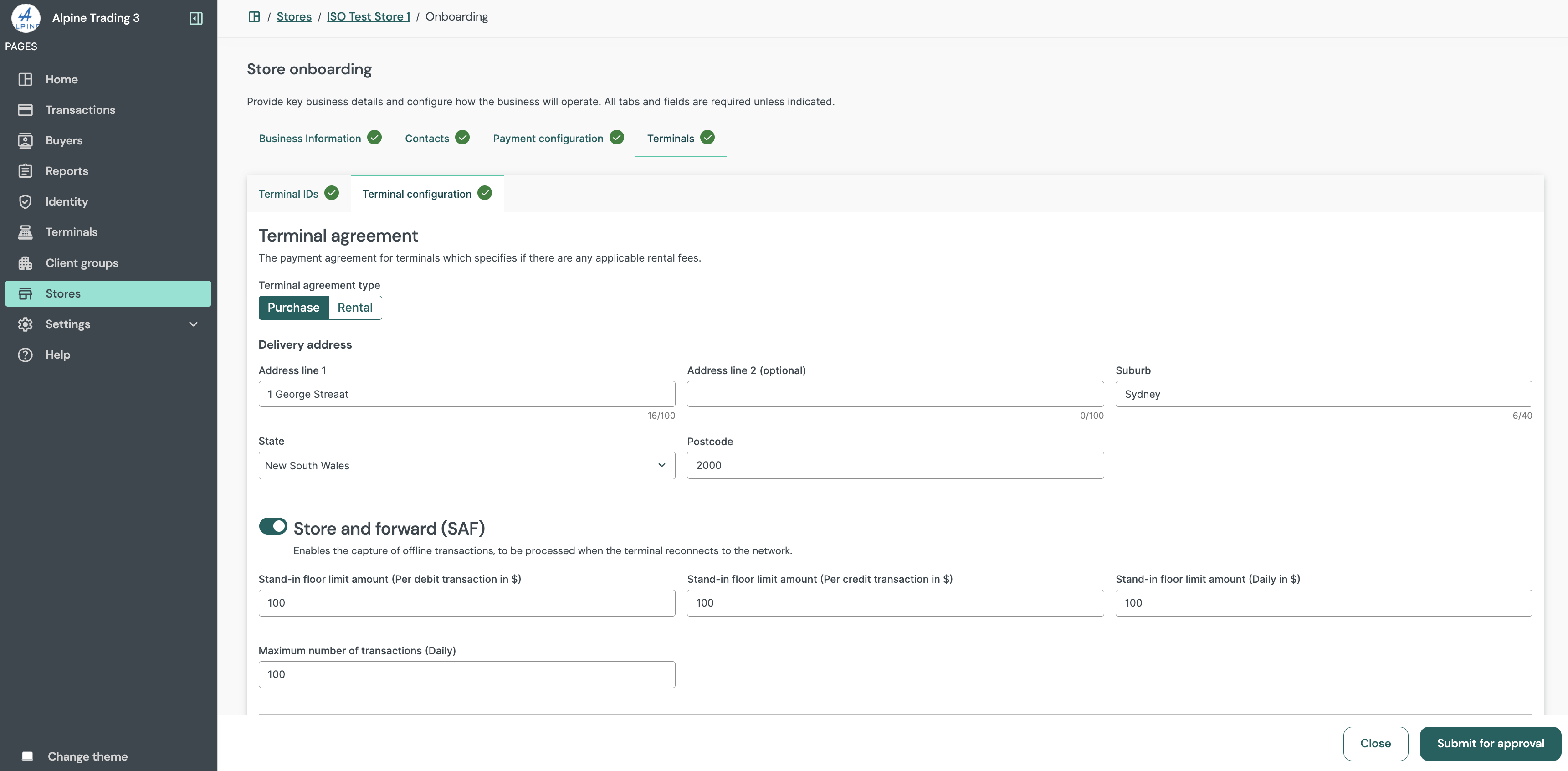 Store onboarding: Form population complete
