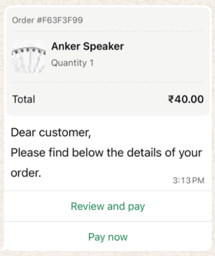 Exaemple of order_details message template.