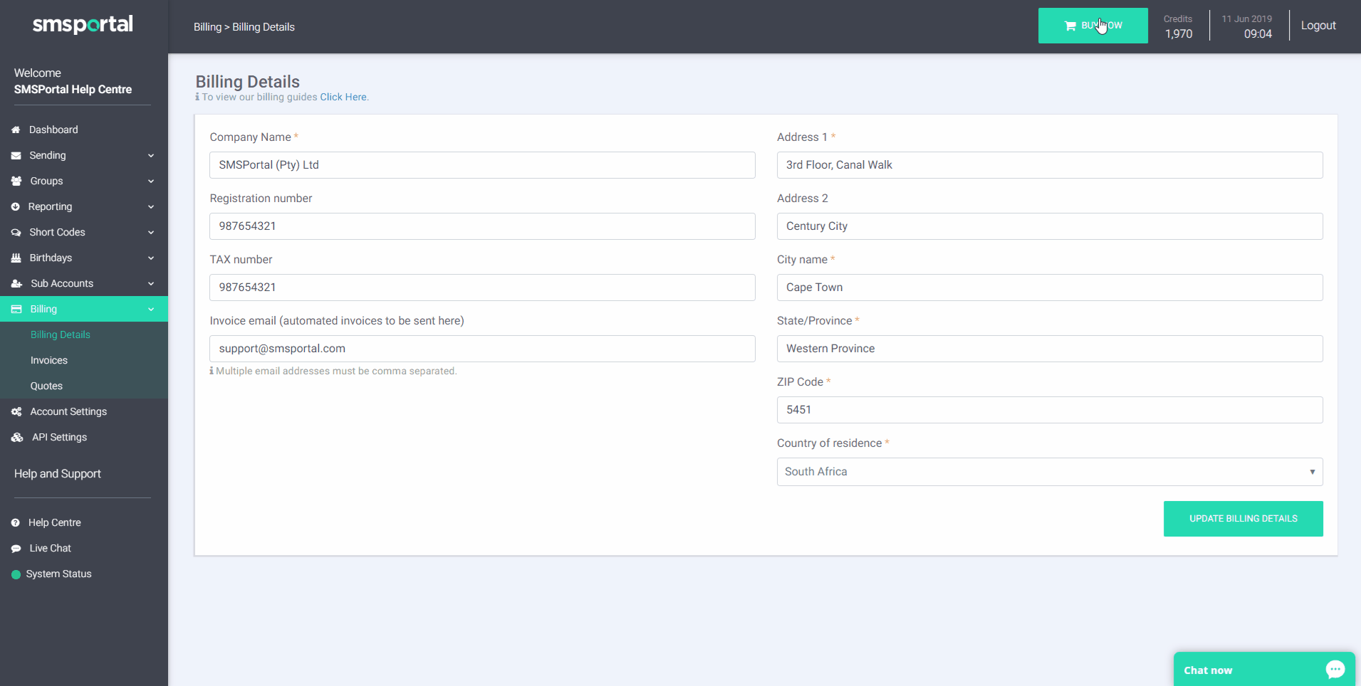 Changing Your Billing Details